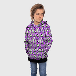 Толстовка-худи детская Киберпанк шестиугольники фиолетовые, цвет: 3D-черный — фото 2