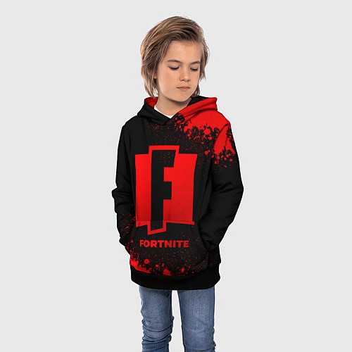 Детская толстовка Fortnite - red gradient / 3D-Черный – фото 3