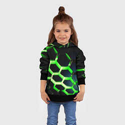 Толстовка-худи детская Neon Honeycombs, цвет: 3D-черный — фото 2