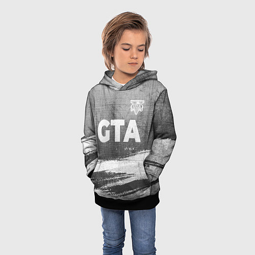 Детская толстовка GTA - grey gradient посередине / 3D-Черный – фото 3