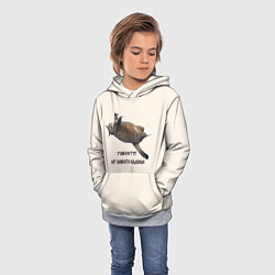 Толстовка-худи детская У меня тут кот вместо надписи, цвет: 3D-меланж — фото 2
