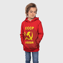 Толстовка-худи детская СССР серп и молот, цвет: 3D-красный — фото 2