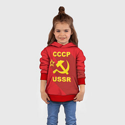 Толстовка-худи детская СССР серп и молот, цвет: 3D-красный — фото 2