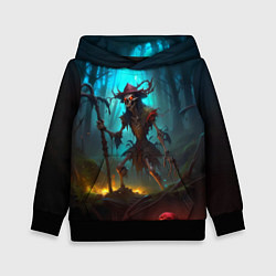 Толстовка-худи детская Скелет в мрачном лесу, цвет: 3D-черный