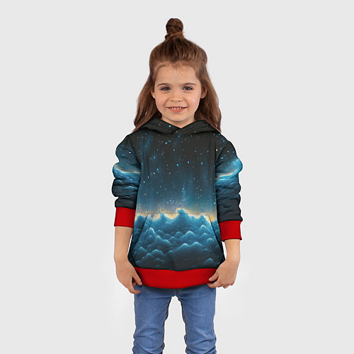 Детская толстовка Облака и черное небо текстура / 3D-Красный – фото 4