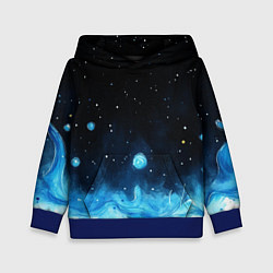 Толстовка-худи детская Синяя светящееся краска, цвет: 3D-синий