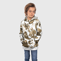 Толстовка-худи детская Растения против зомби в бежевых тонах, цвет: 3D-белый — фото 2