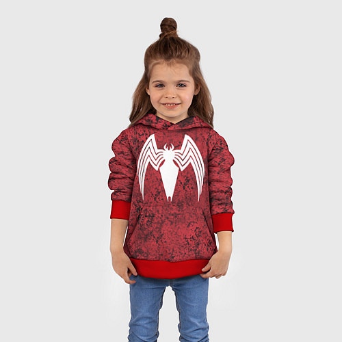 Детская толстовка Знак венома на красном / 3D-Красный – фото 4