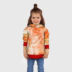 Толстовка-худи детская Оранжевый тай-дай пятна, цвет: 3D-красный — фото 2