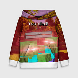 Толстовка-худи детская Try again - Minecraft, цвет: 3D-белый