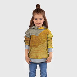 Толстовка-худи детская Золотые волны на сером текстура, цвет: 3D-меланж — фото 2