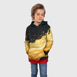 Толстовка-худи детская Золотистая материя на черном фоне, цвет: 3D-красный — фото 2
