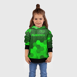 Толстовка-худи детская Subaru - green gradient посередине, цвет: 3D-черный — фото 2