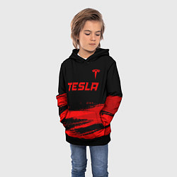 Толстовка-худи детская Tesla - red gradient посередине, цвет: 3D-черный — фото 2
