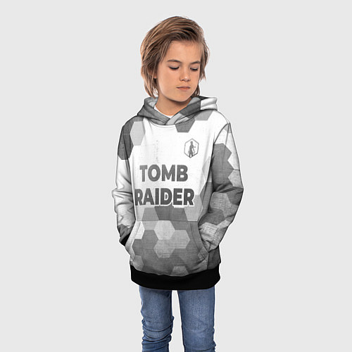 Детская толстовка Tomb Raider - white gradient посередине / 3D-Черный – фото 3