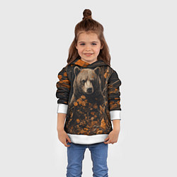 Толстовка-худи детская Медведь в лесной чаще, цвет: 3D-белый — фото 2