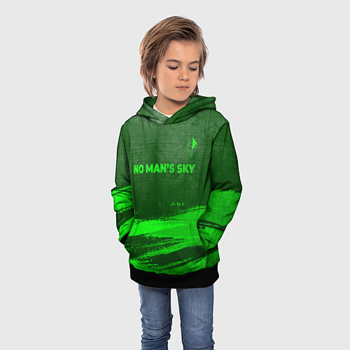 Детская толстовка No Mans Sky - green gradient посередине / 3D-Черный – фото 3