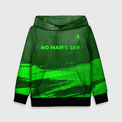 Толстовка-худи детская No Mans Sky - green gradient посередине, цвет: 3D-черный