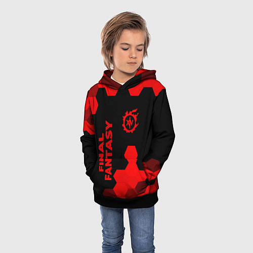 Детская толстовка Final Fantasy - red gradient вертикально / 3D-Черный – фото 3