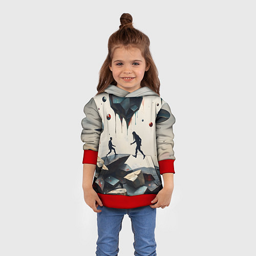 Детская толстовка Сюрреалистичные люди и камни / 3D-Красный – фото 4