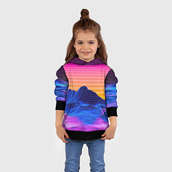 Толстовка-худи детская Неоновый закат, цвет: 3D-черный — фото 2
