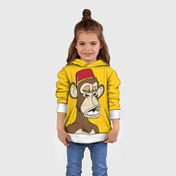 Толстовка-худи детская NFT ape monkey, цвет: 3D-белый — фото 2