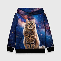 Толстовка-худи детская Сибирская кошка в космосе, цвет: 3D-черный