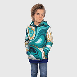 Толстовка-худи детская Бирюза и золото, цвет: 3D-синий — фото 2