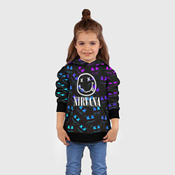 Толстовка-худи детская Nirvana x marshmello neon, цвет: 3D-черный — фото 2