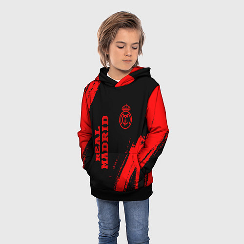 Детская толстовка Real Madrid - red gradient вертикально / 3D-Черный – фото 3