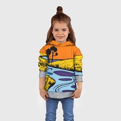 Толстовка-худи детская Пейзаж с фантастической природой, цвет: 3D-меланж — фото 2