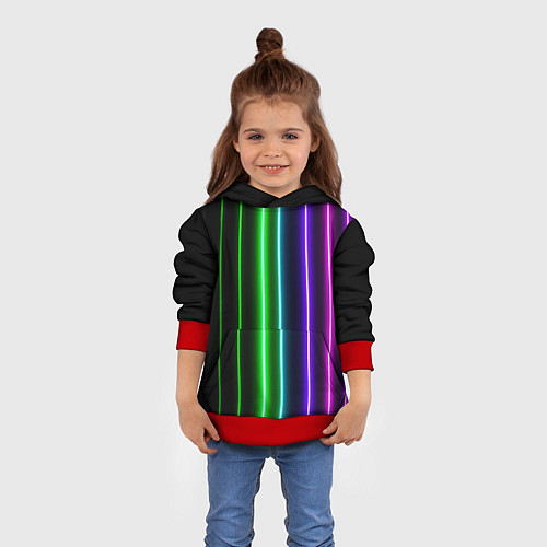 Детская толстовка Neon lines / 3D-Красный – фото 4