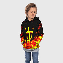 Толстовка-худи детская Doom огненное лого, цвет: 3D-меланж — фото 2