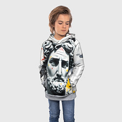 Толстовка-худи детская Античный портрет и краска, цвет: 3D-меланж — фото 2