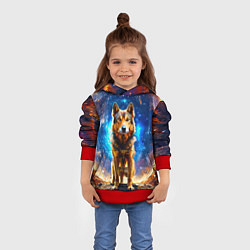 Толстовка-худи детская Волкодав в космосе, цвет: 3D-красный — фото 2