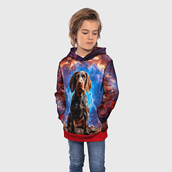 Толстовка-худи детская Дратхаар в космосе, цвет: 3D-красный — фото 2
