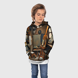 Толстовка-худи детская Мастерская художника, цвет: 3D-белый — фото 2