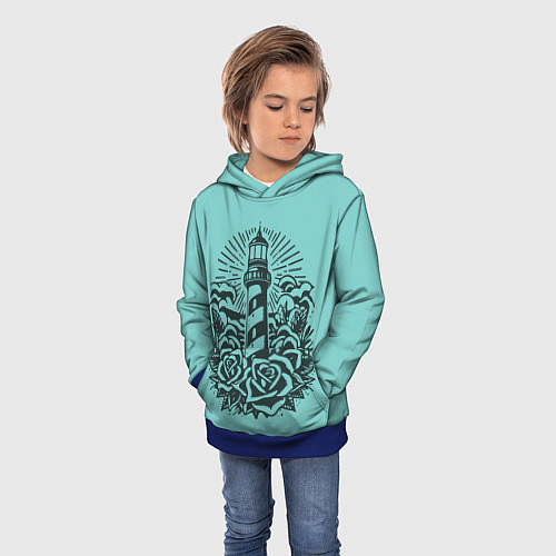 Детская толстовка Маяк и розы / 3D-Синий – фото 3