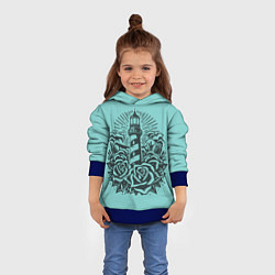 Толстовка-худи детская Маяк и розы, цвет: 3D-синий — фото 2