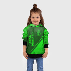 Толстовка-худи детская Real Madrid - green gradient вертикально, цвет: 3D-черный — фото 2