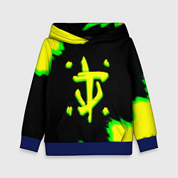 Толстовка-худи детская Doom огненное лого краски, цвет: 3D-синий