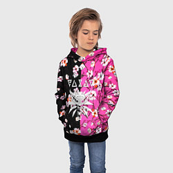 Толстовка-худи детская Ведьмак паттерн сакура, цвет: 3D-черный — фото 2