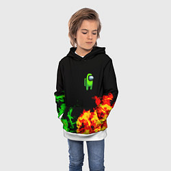 Толстовка-худи детская Амонг ас огненная текстура, цвет: 3D-белый — фото 2