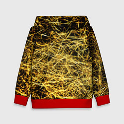 Толстовка-худи детская Золотое плетение на черном, цвет: 3D-красный