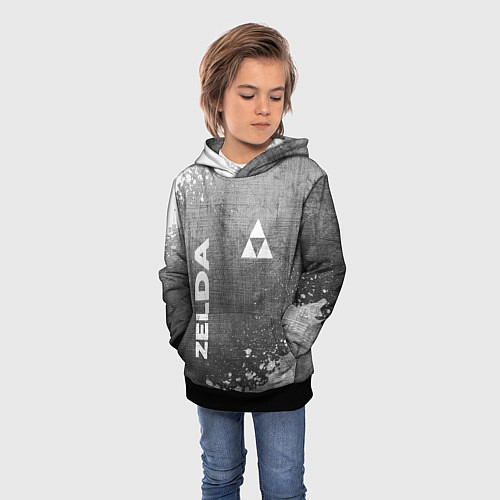 Детская толстовка Zelda - grey gradient вертикально / 3D-Черный – фото 3