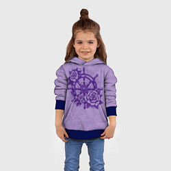 Толстовка-худи детская Штурвал в розах, цвет: 3D-синий — фото 2