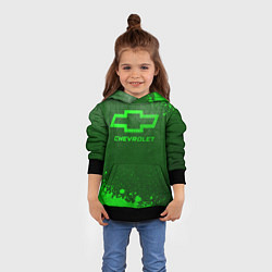 Толстовка-худи детская Chevrolet - green gradient, цвет: 3D-черный — фото 2