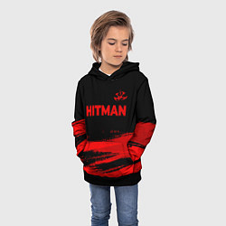 Толстовка-худи детская Hitman - red gradient посередине, цвет: 3D-черный — фото 2