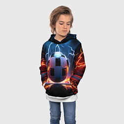 Толстовка-худи детская Футбольный мяч в молниях, цвет: 3D-белый — фото 2
