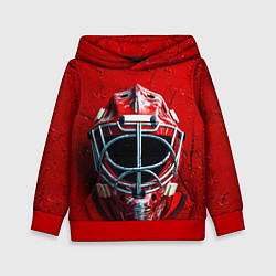 Толстовка-худи детская Маска голкипера на красном, цвет: 3D-красный
